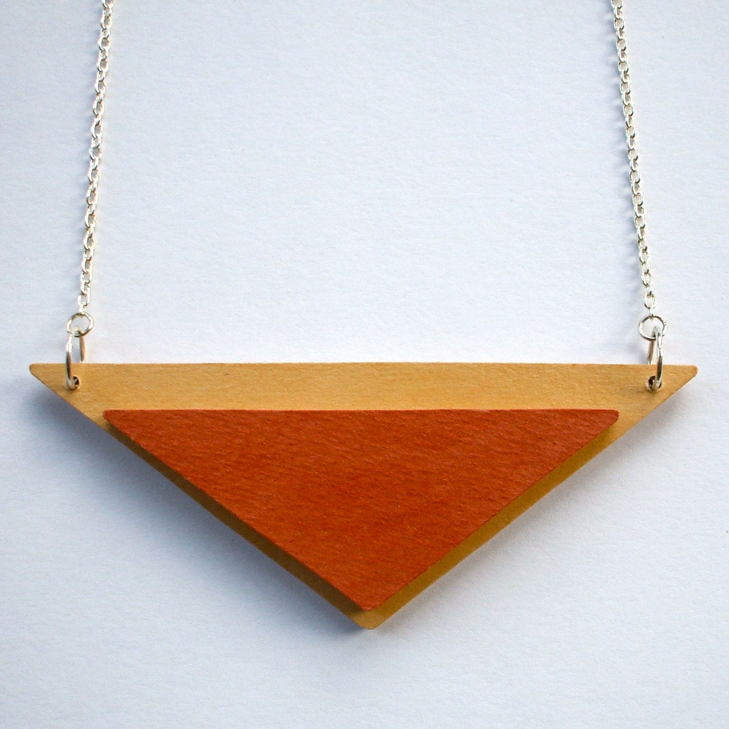 Wooden Aztec Necklace - 'Dune' - Tribal Necklace - Colour Block - Statement Necklace - Triangle Necklace - Orange and Cream