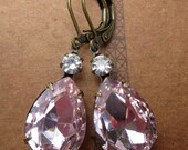 Pale Pink Earrings Estate Style Jewelry Bridesmaid Gift Art Deco Earrings Rhinestone Great Gatsby Wedding MAYFAIR Pink