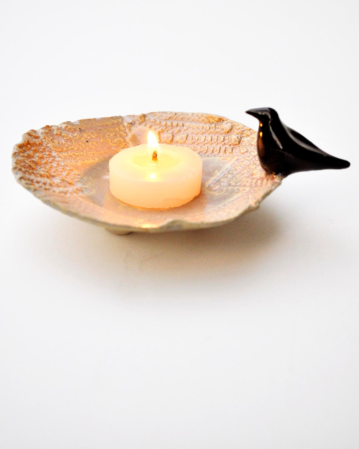 Raven candle holder ceramic Bowl