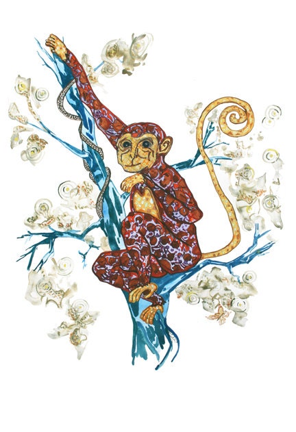 Monkey - Monkey art print- limited edition print 13 x19