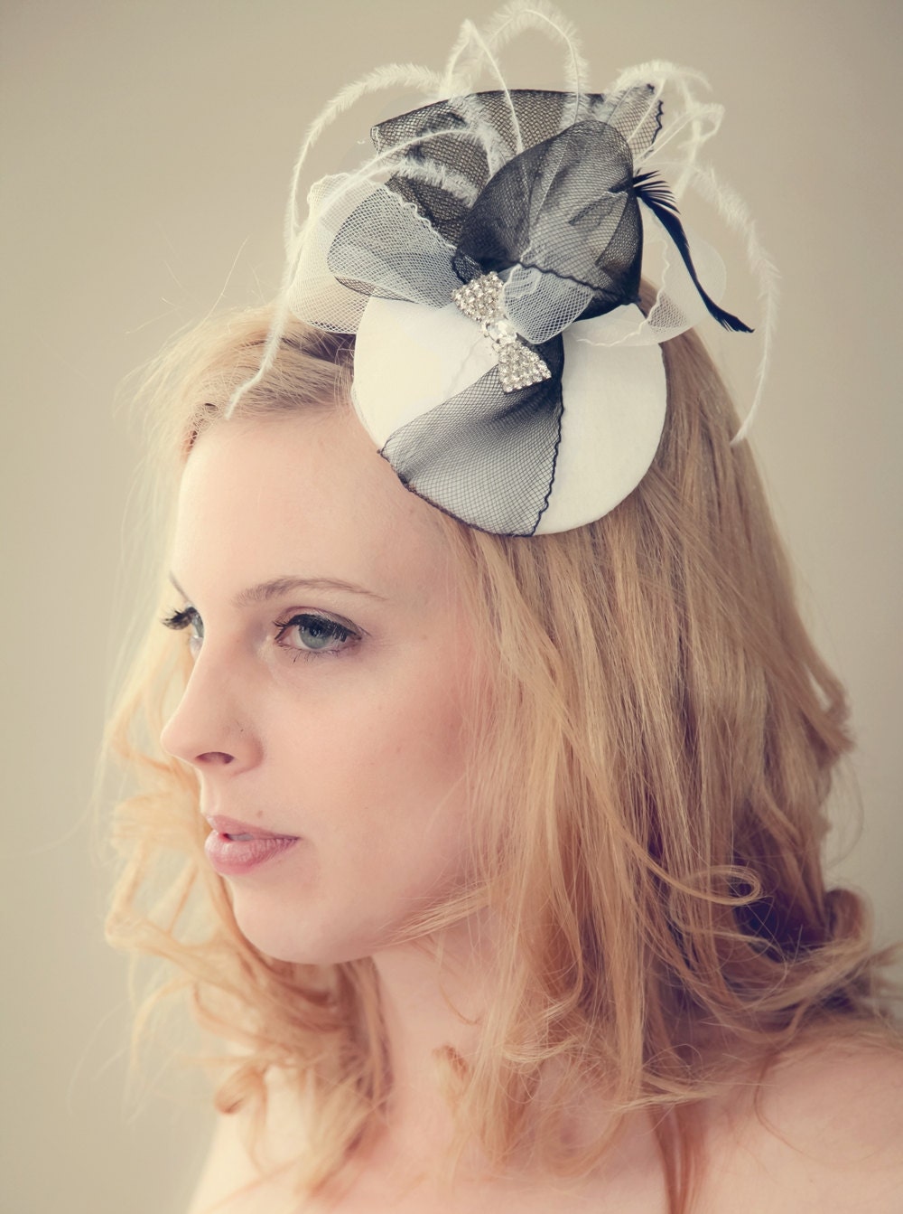 Black Tie Affair Fascinator Black and White