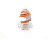 Coral Ribbon Twist Glass Egg - lampworked glass Easter egg marble