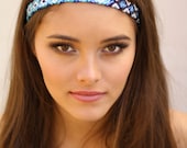 The Original Swarovski Crystal Pattern Headband- Black and Blue Design