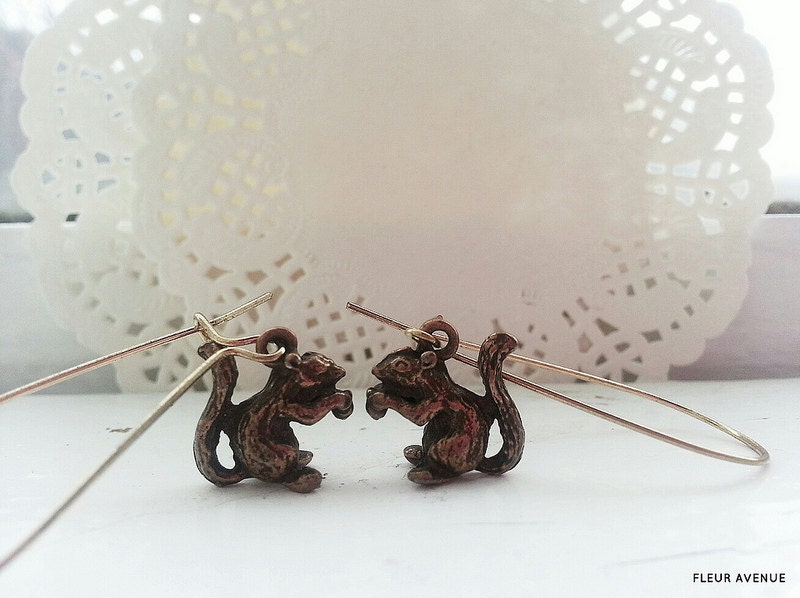 little squirrels kidney hoop earrings spring summer