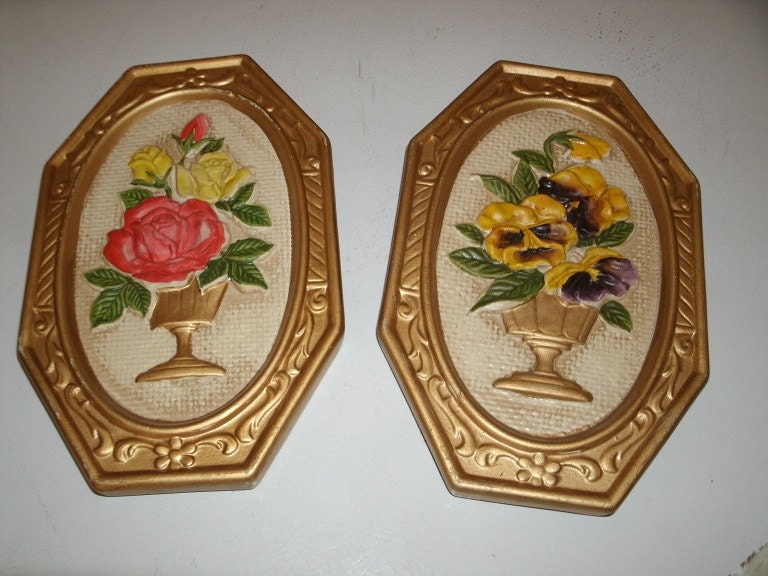 Vintage Chalkware Plaster Plaques