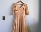 vintage 1950s Dress  // Cream Lace Wedding Dress
