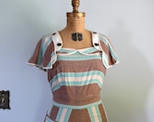 vintage 1940s Dress  // 1940s Pinafore with Capelet // Macaron Dress