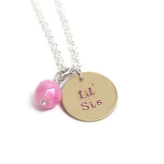 Lil Sis Necklace - Hand Stamped Brass