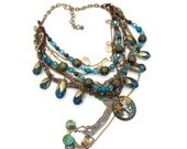 Mermaid Necklace - Statement Goddess bib -  Vintage convertible repurposed assemblage - InVintageHeaven