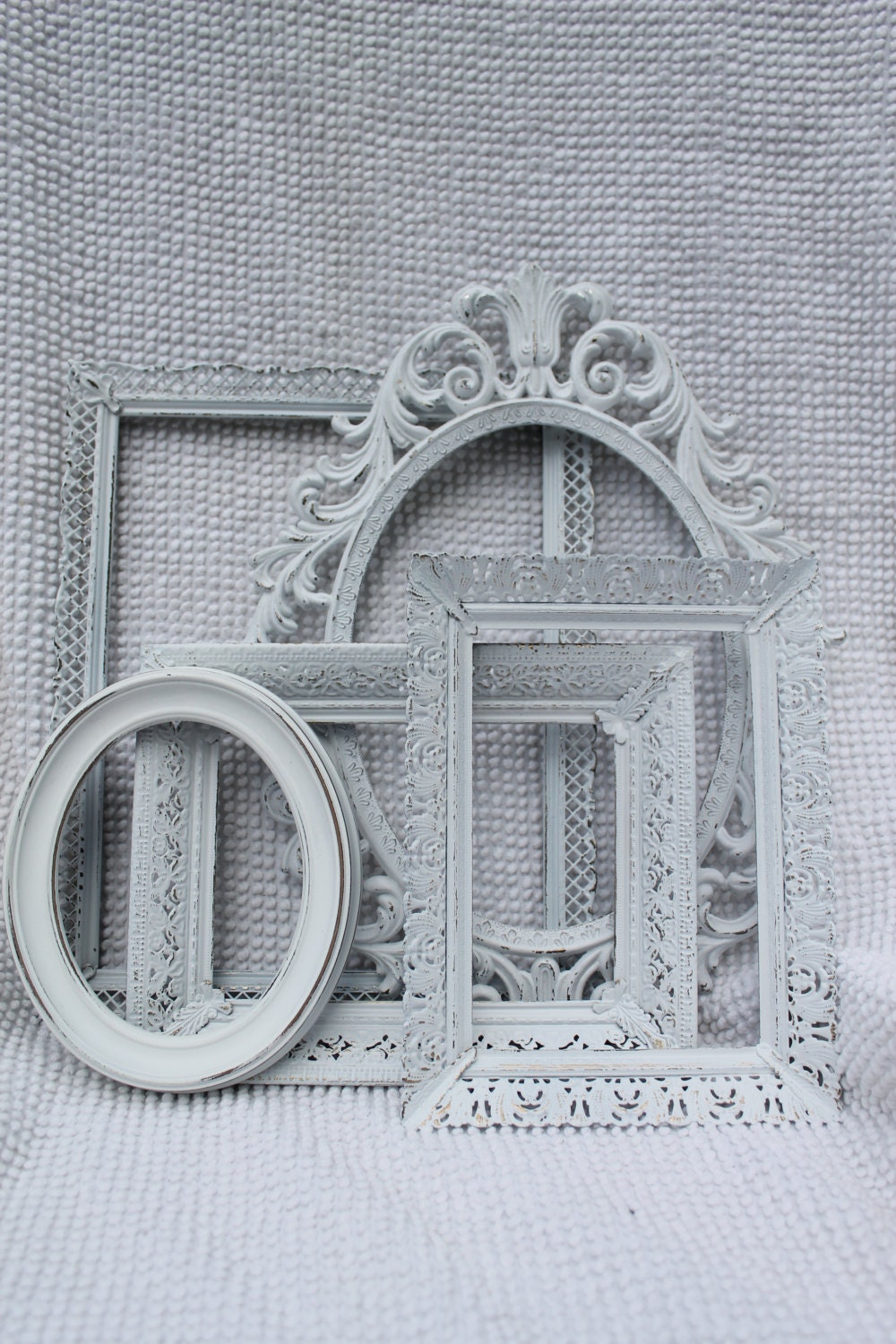 Shabby Chic White Frames -  Ornate Wedding Frames