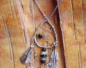 Couture Silver Birds Nest Dreamcatcher Necklace Dream Catcher One of a Kind
