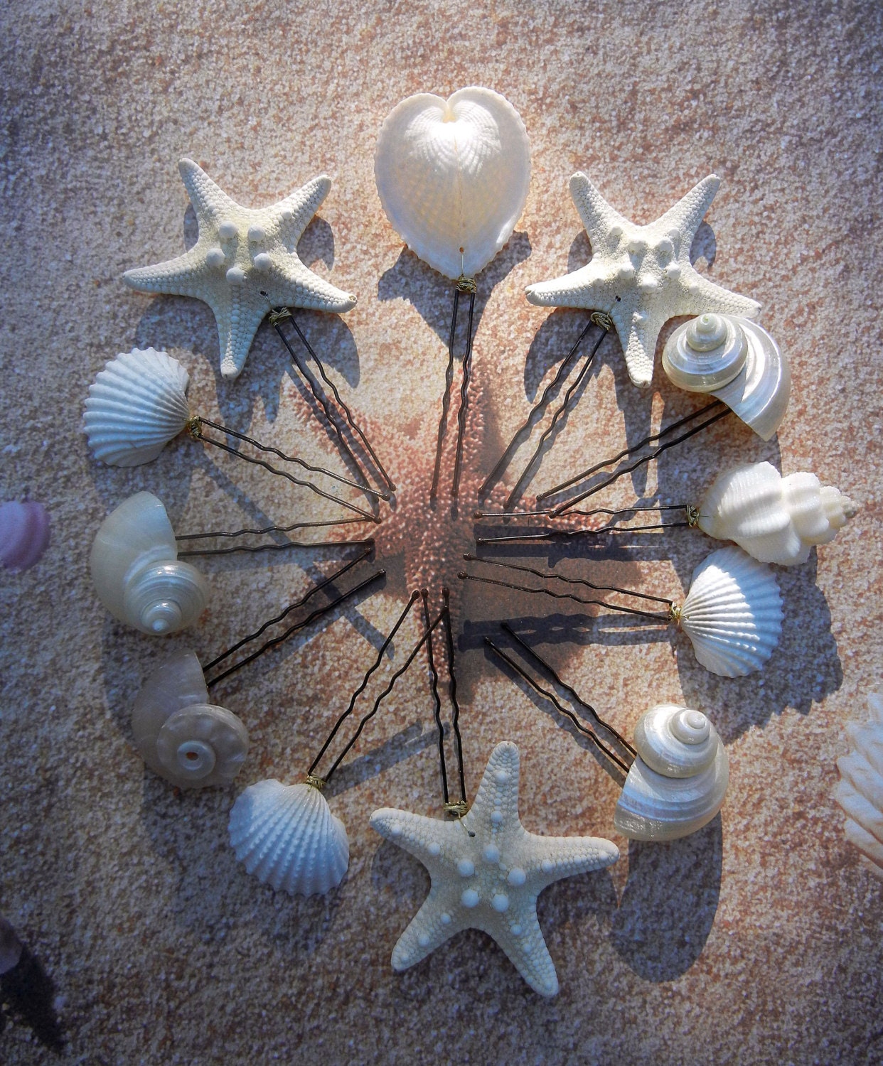 Seashell and Starfish Hairpins - Mermaid's Natural Bridal Treasure - ShellScapes Seashell and Starfish Hairpins - Mermaid's Natural Bridal Treasure - ShellScapes