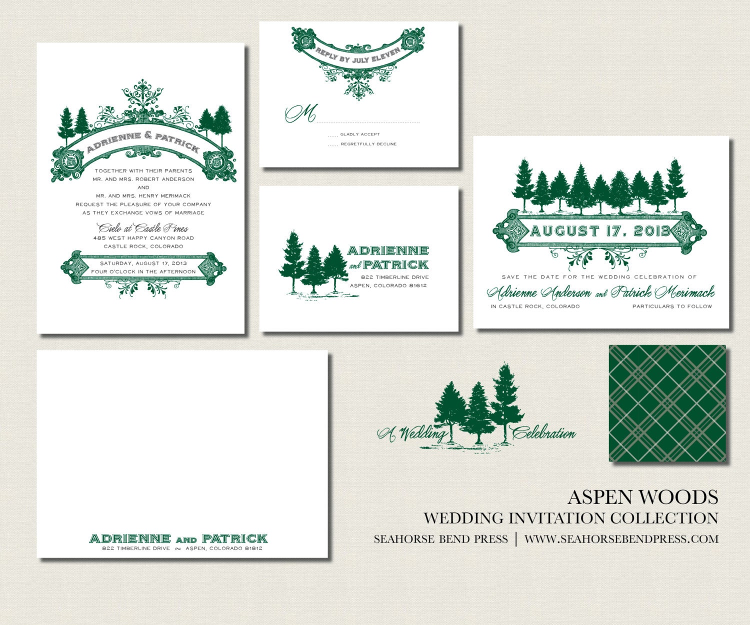 Wedding Invitation - Aspen Woods Collection