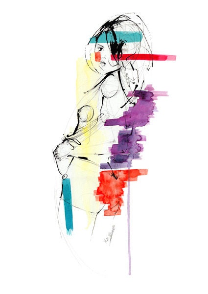 Trick // A2 Giclée print from an original watercolor and ink // FASHION ILLUSTRATION