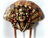 Made to Order Copper Hair Fork - Geisha, Hair Pin, Hair Jewelry, Asian, Hair ornament