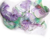 Handpainted floral scarf. Orchids Silk chiffon scarf.Bridesmaids Gifts.Mothers Day gift. Spring silk scarf paint by hand