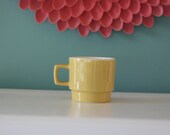 Vintage Sunny Yellow Coffee Mug with White Inside Made in the USA