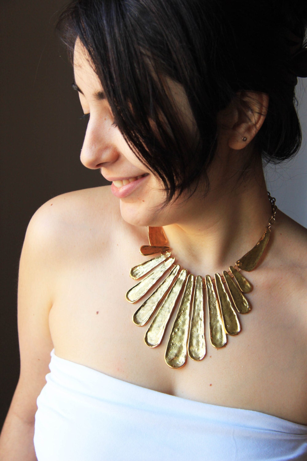 Vintage roman-inspired necklace  - golden-colored geometric metal necklace - rusteam ohtteam europeanstreetteam - Free Worlwide Shipping