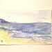 Watercolor Landscape Painting Ocean Coast Illustration Original Artwork by Laurie Rohner