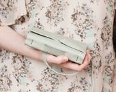 Leather Journal - Pastel Mint - Handbound Leather Book - 6 x 4 - Pale Green