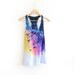 The Original "Splash Dyed" Hand PAINTED Scoop Neck Racerback Tank Top in White Spectrum Rainbow - XS S M L
