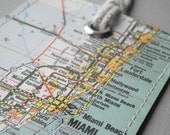 Miami Florida luggage tag made with original map