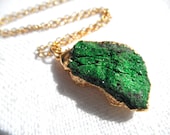 Uvarovite Necklace - green druzy - Green necklace - gold necklace - emerald green garnet - D R U Z Y