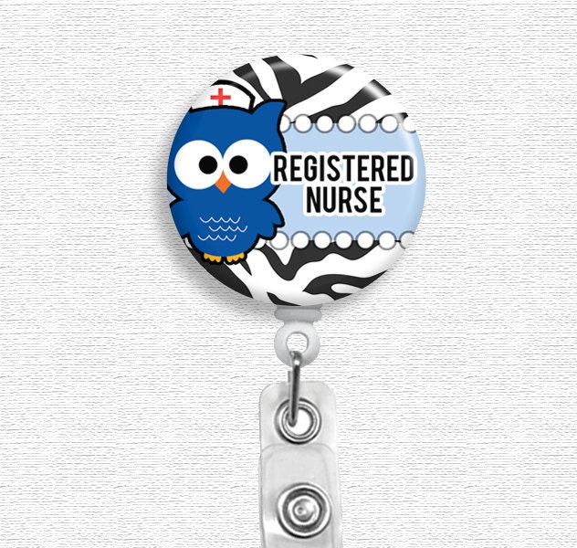Blue Owl Nurse Badge Reel, Badge Holder, ID Holder, Nurse Lanyard, Nurse Gift