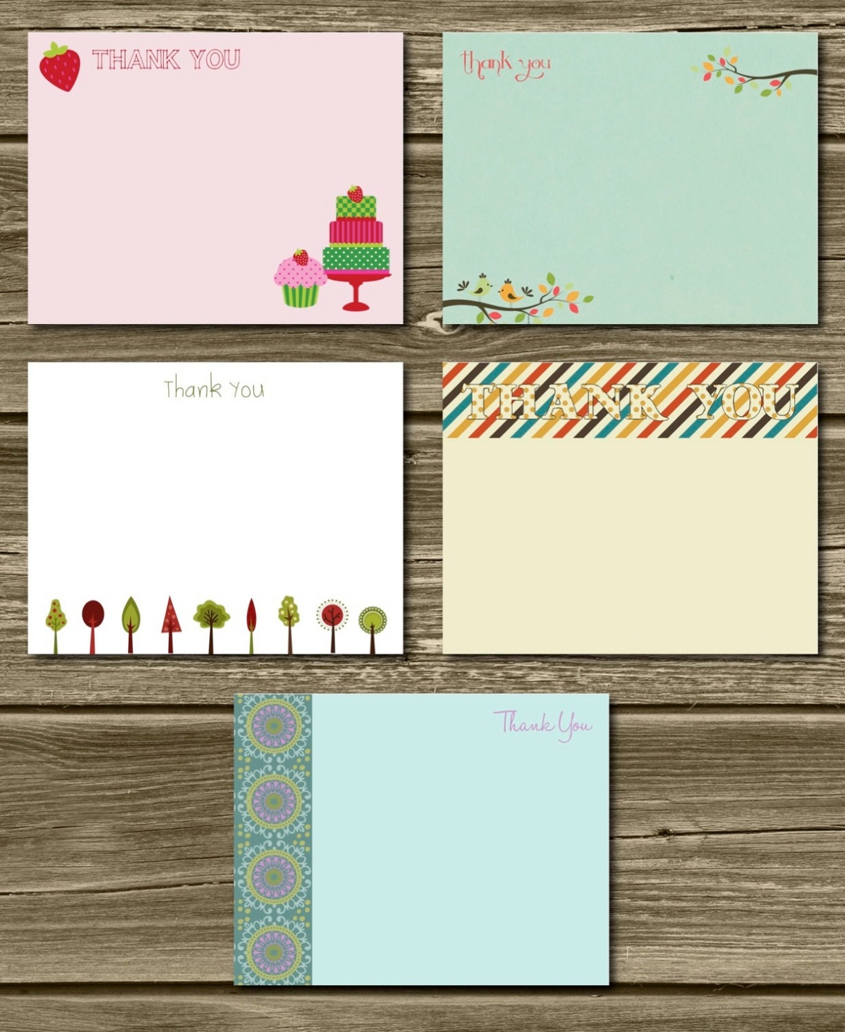 SALE. Assorted Flat Thank You Cards. Unique. Fun. Assorted Set of Cards. Set of 10 Thank You Cards. For Her. Gift Giving. hostess gift.