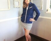 60s Jacket // Vintage Navy Blue Zip Up // Size Medium/Large