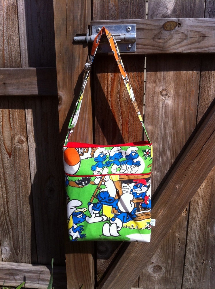 Vintage Smurfs Tote Bag- Recycled OOAK