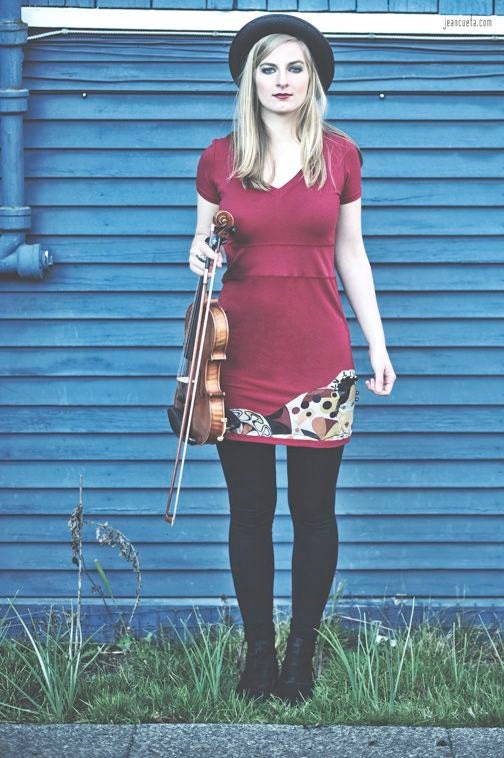 Bamboo Hand Painted Harlequin & Raven with Bells Red Dress/Tunic with " OOAK - Eco Friendly