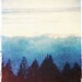 Dreamy Landscape Photo - Ethereal Sky and Clouds - Mountains and Trees - Moody Fog Mist - Blue and White