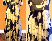 Zita Inc. Black and White Silk Floral Sleeveless Evening/Bridal Gown with Matching Mini Silk Cape