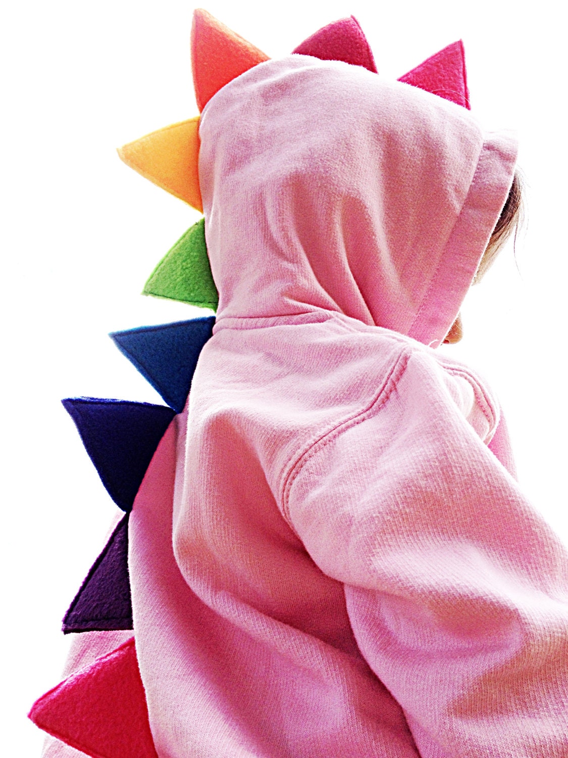 Toddler Pink Rainbow Spike Dinosaur Dragon Zip Up Hoodie