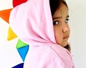 Baby Pink Rainbow Spike Dinosaur Dragon Zip Up Hoodie
