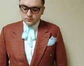 Mens Western Bow Tie and Pocket Square Set Aqua and White Stripes and Polka Dots from the Paul McCall Line for Men