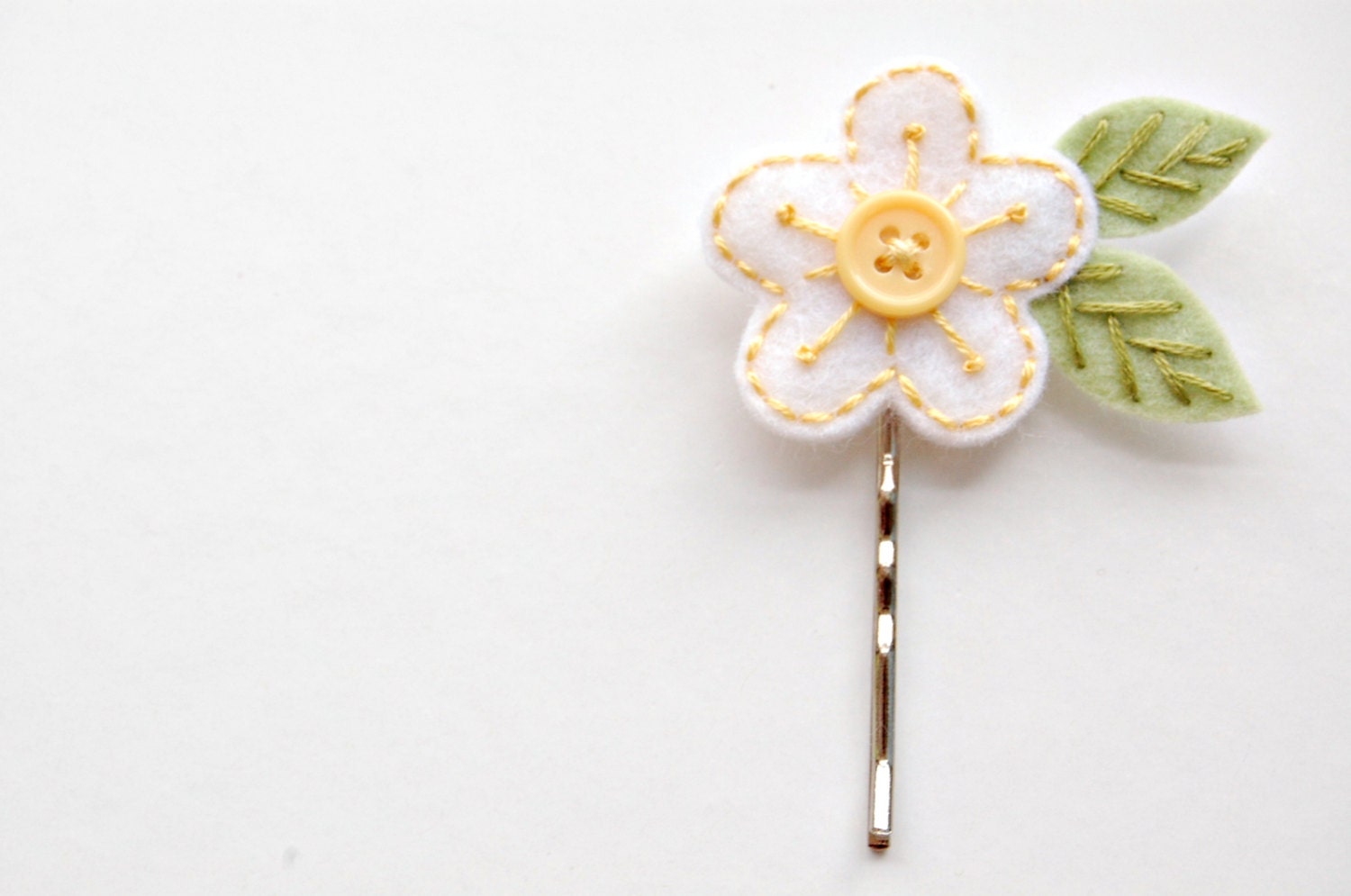 Embroidered Flower Hair Pin