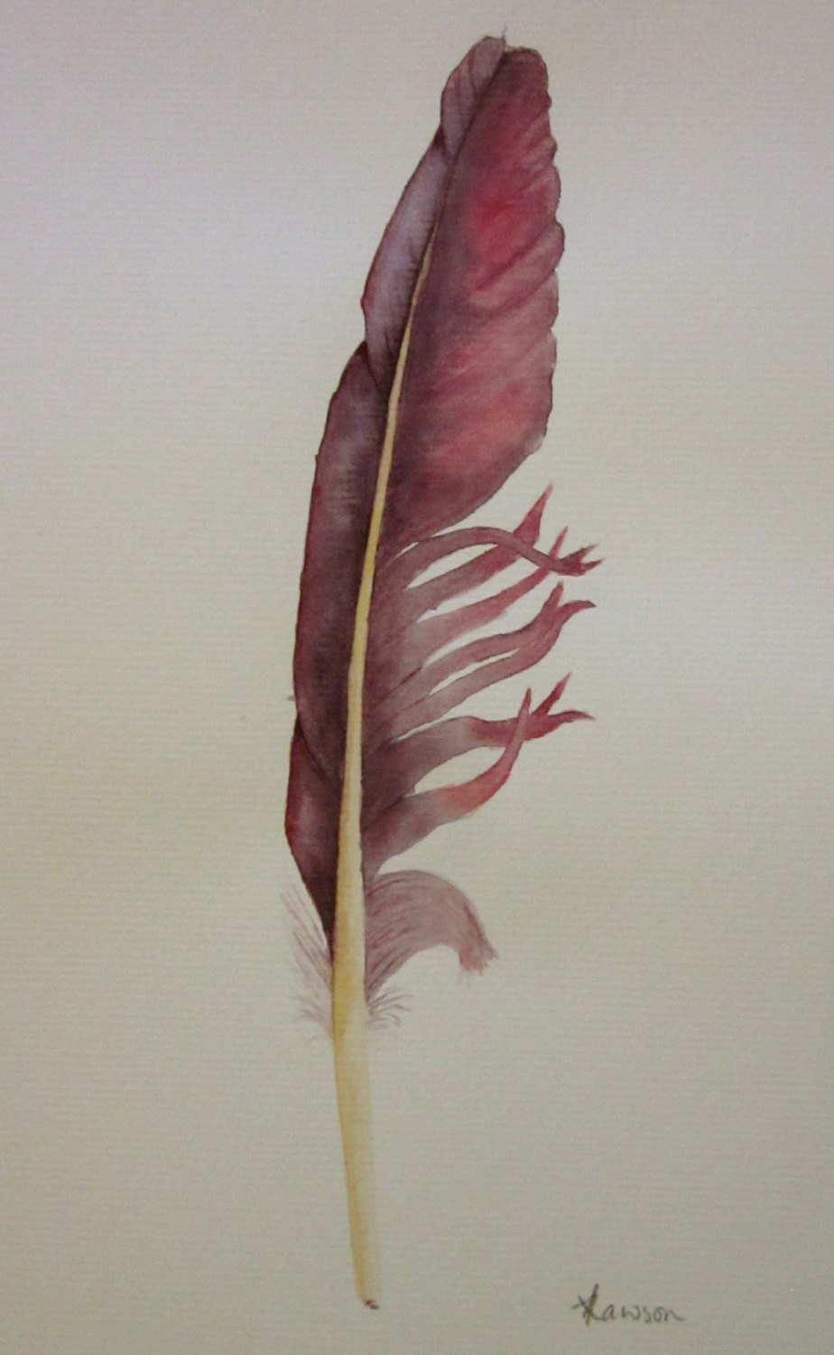 Violet feather -- original watercolour painting