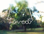 Loved Wire Necklace with Heart- Wire Writing Necklace