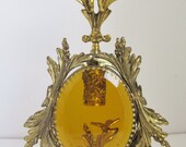 Vintage Ornate Glass and Metal Large Perfume Bottle