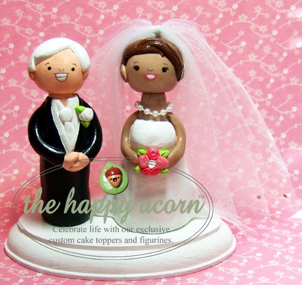 CUSTOM Wedding Cake Topper  - Polymer Clay Figures - Custom Bride and Groom Cake Topper - Handmade Cake Topper