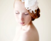 Bridal Hair Piece, Floral Veil, Lace headpiece, Bridal veil, Birdcage - Style 231