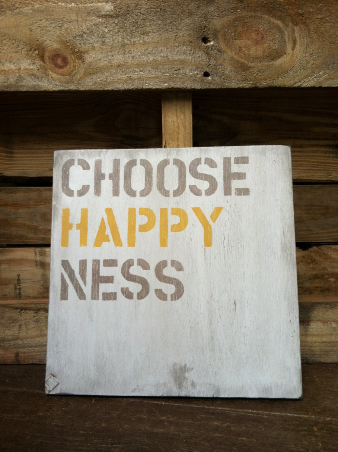Rustic - Choose Happy Ness - Wood Sign - Cottage - Distressed - Custom