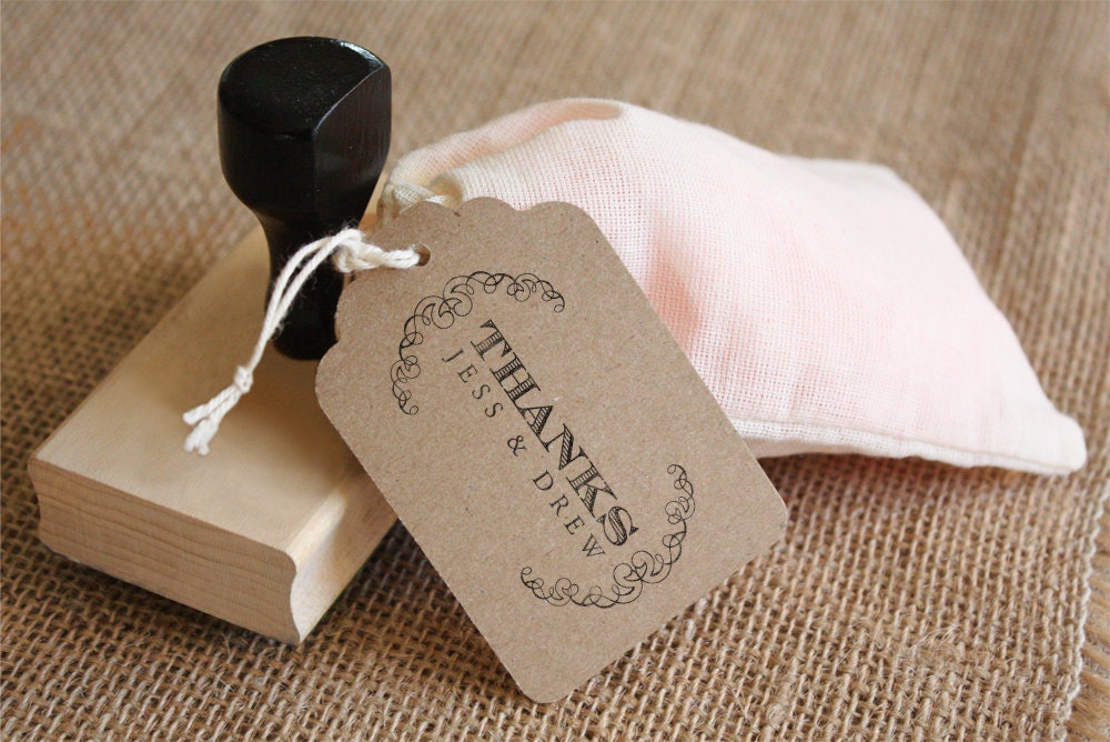 DIY Favor Tag Stamp - CUSTOM WORDING  - Thanks