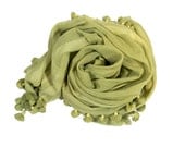 PomPom Tassel Scarf Dupatta - Hand-dyed Cotton - Citron