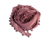 PomPom Tassel Scarf Dupata - Hand-dyed Cotton - Dark Taupe