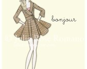 Spring Fashion Illustration Note Cards, Set of 5, Blank Inside
