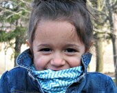 Child Teen Infinity Scarf - Aqua Chevron