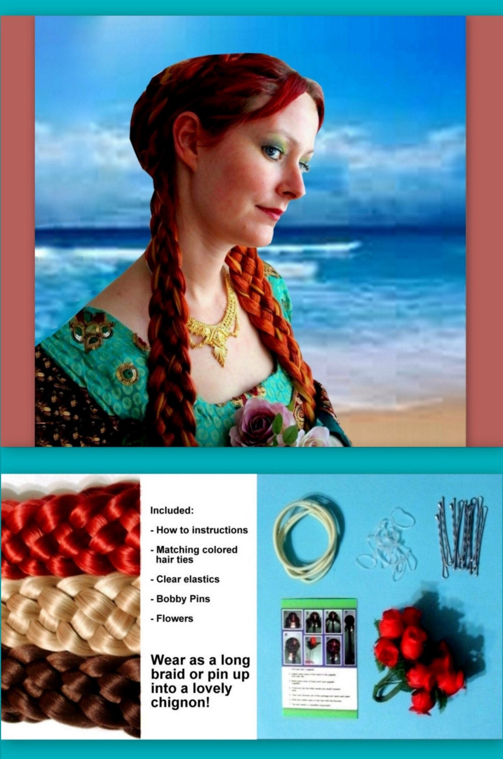 renaissance faire braids medieval costume wig hair extensions custom wedding accessories braided long hair bellydance plaits hair falls sca
